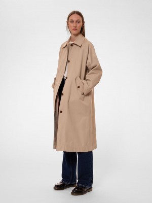 Beige Nudie Jeans Ester Coat Women's Jackets | 94870VTIX