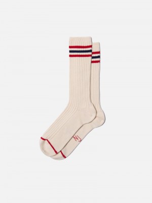 Beige Nudie Jeans Tennis Retro Men's Socks | 61285TDRC