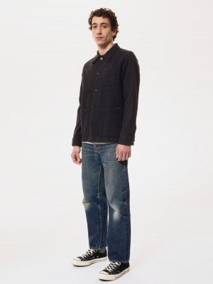 Black Nudie Jeans Barney Worker Men's Jackets | 68120BNGI