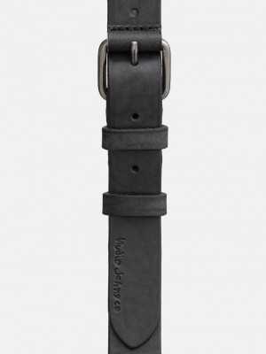 Black Nudie Jeans Dwayne Leather Belt Men's Accessories | 70415ZOIR