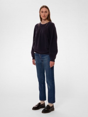 Black Nudie Jeans Fia Ribbed Women's Knitwear | 19347ONFZ