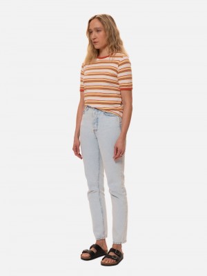 Blue Nudie Jeans Breezy Britt Touch Of Women's Jeans | 49850XHNT