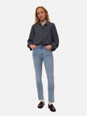 Blue Nudie Jeans Mellow Maebird Women's Jeans | 14528LXQG