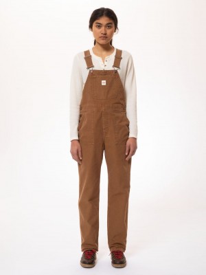 Brown Nudie Jeans Karin Dungarees Washed Women's Pants | 17349RIJN