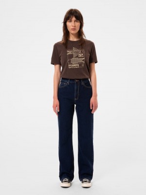 Chocolate Nudie Jeans Joni Air Water Bruno Women's T-Shirt | 10253LXGW