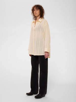 Light Yellow Nudie Jeans Monica Cotton Citra Women's Shirts | 65723XWUI