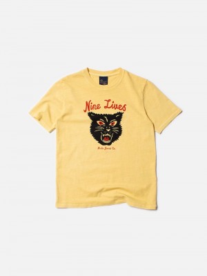 Mustard Yellow Nudie Jeans Joni Nine Lives Citra Women's T-Shirt | 49307RLSD