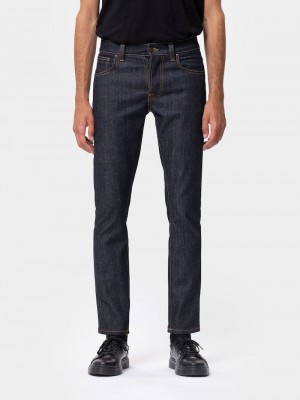 Navy Nudie Jeans Grim Tim Dry True Men's Jeans | 45261CNGR