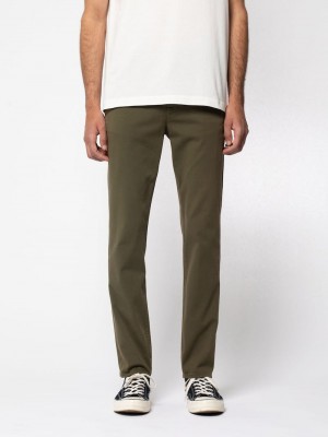 Olive Nudie Jeans Easy Alvin Men's Pants | 14537TLGM