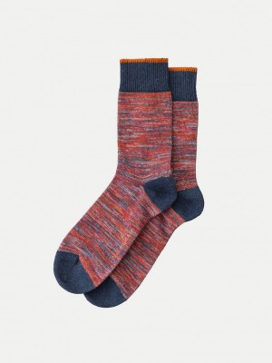 Red / Navy Nudie Jeans Rasmusson Multi Yarn Men's Socks | 50147TEDJ