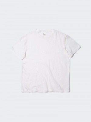 White Nudie Jeans Roffe Slub Men's T-Shirt | 32476CKAV