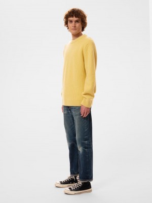 Yellow Nudie Jeans August Rib Wool Citra Men's Knitwear | 26401KZVF