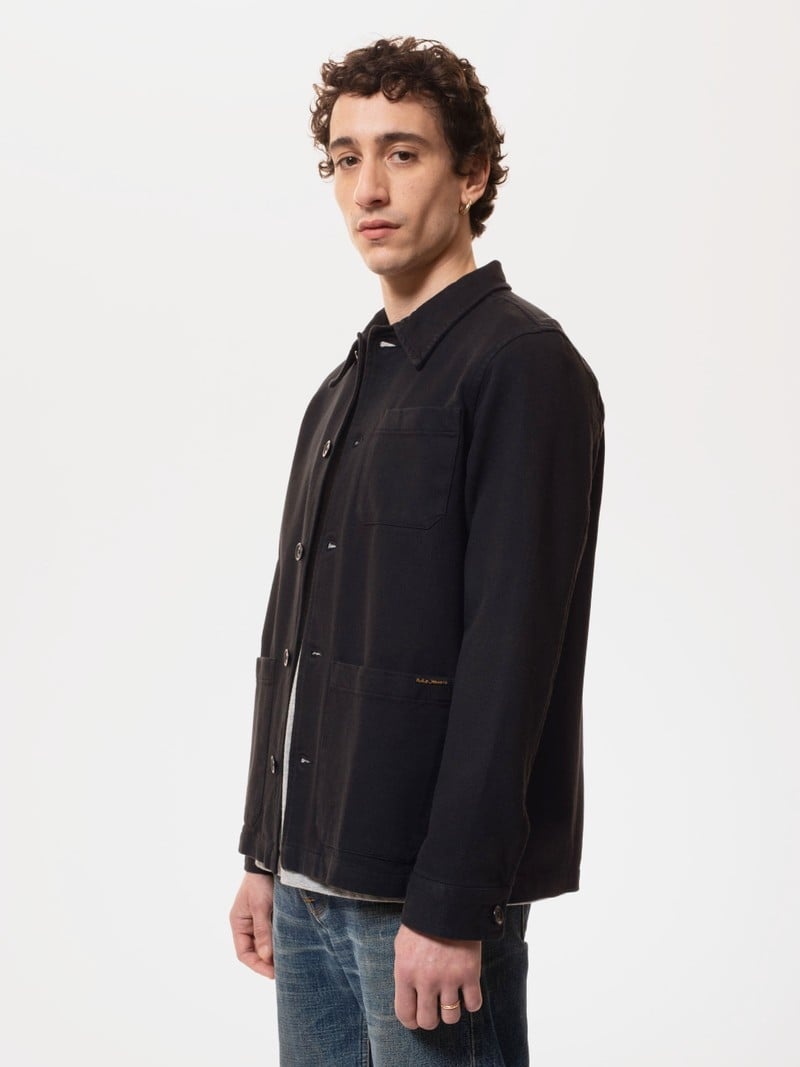 Black Nudie Jeans Barney Worker Men's Jackets | 68120BNGI