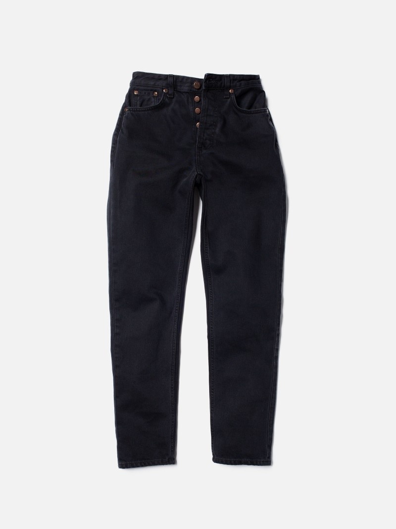 Black Nudie Jeans Breezy Britt Aged Women's Jeans | 69541DIFW