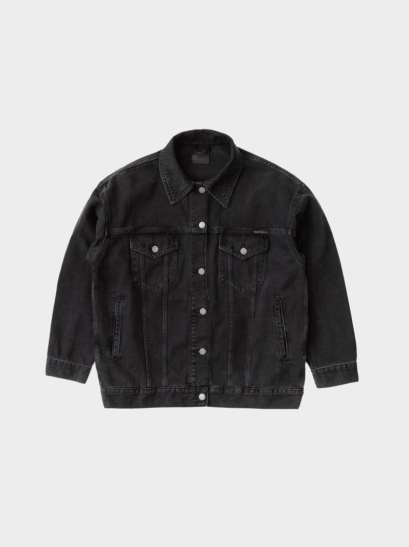 Black Nudie Jeans Elin Trace Women's Denim Jackets | 39207HFTW