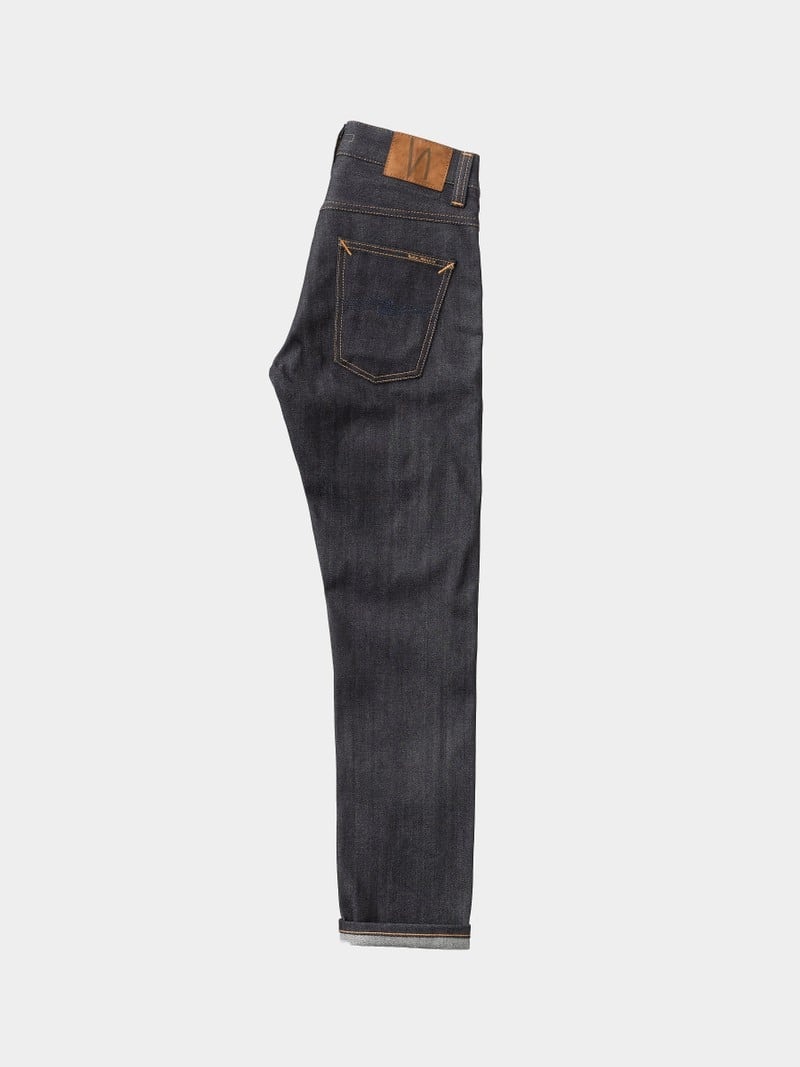 Black Nudie Jeans Grim Tim Dry Deep Selvage Men's Jeans | 92437DJML