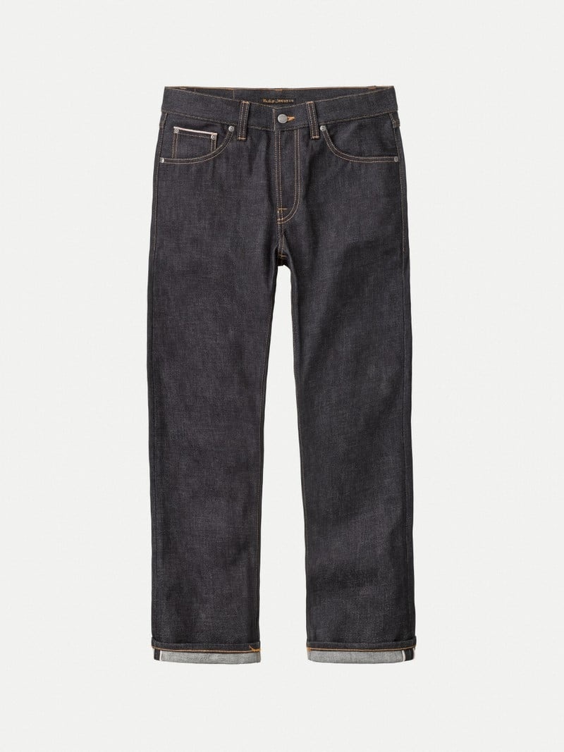 Black Nudie Jeans Gritty Jackson Dry Ace Selvage Men's Jeans | 72805ZKAN