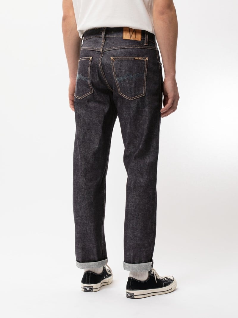 Black Nudie Jeans Gritty Jackson Dry Ace Selvage Men's Jeans | 72805ZKAN