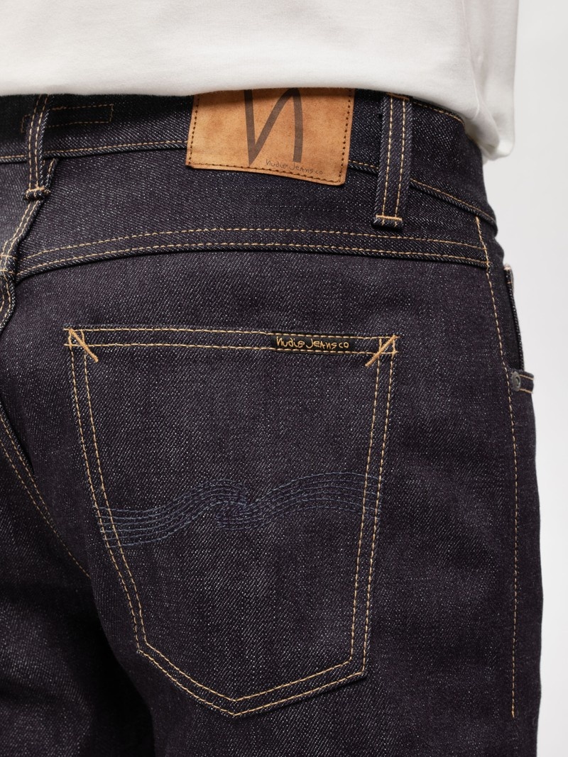 Black Nudie Jeans Gritty Jackson Dry Ace Selvage Men's Jeans | 72805ZKAN