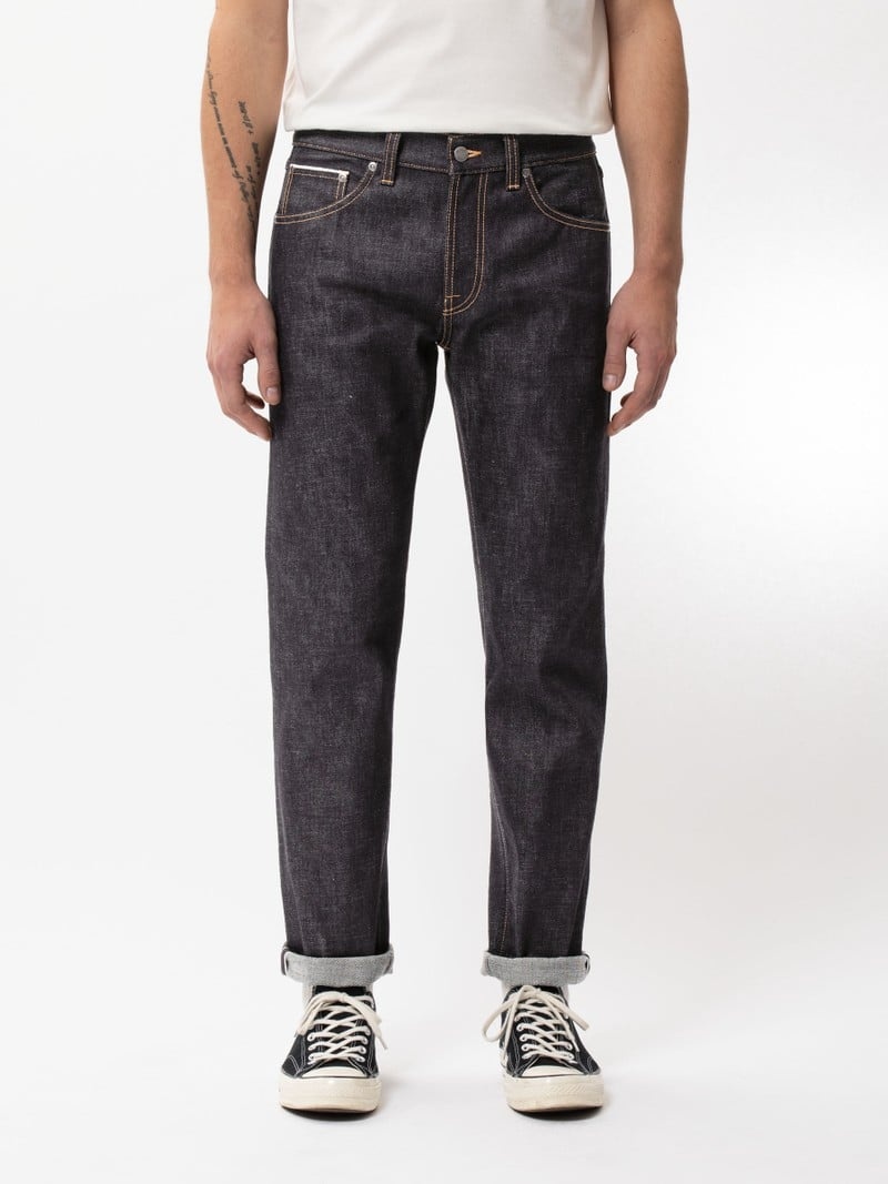 Black Nudie Jeans Gritty Jackson Dry Ace Selvage Men's Jeans | 72805ZKAN