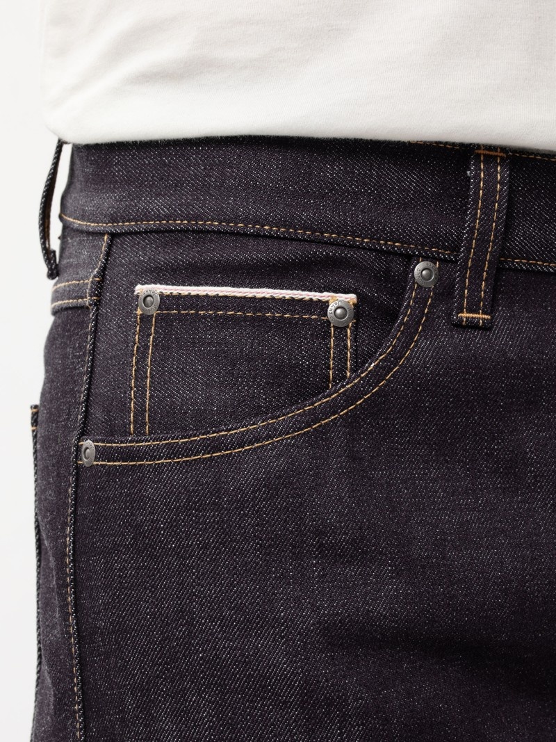 Black Nudie Jeans Gritty Jackson Dry Ace Selvage Men's Jeans | 72805ZKAN