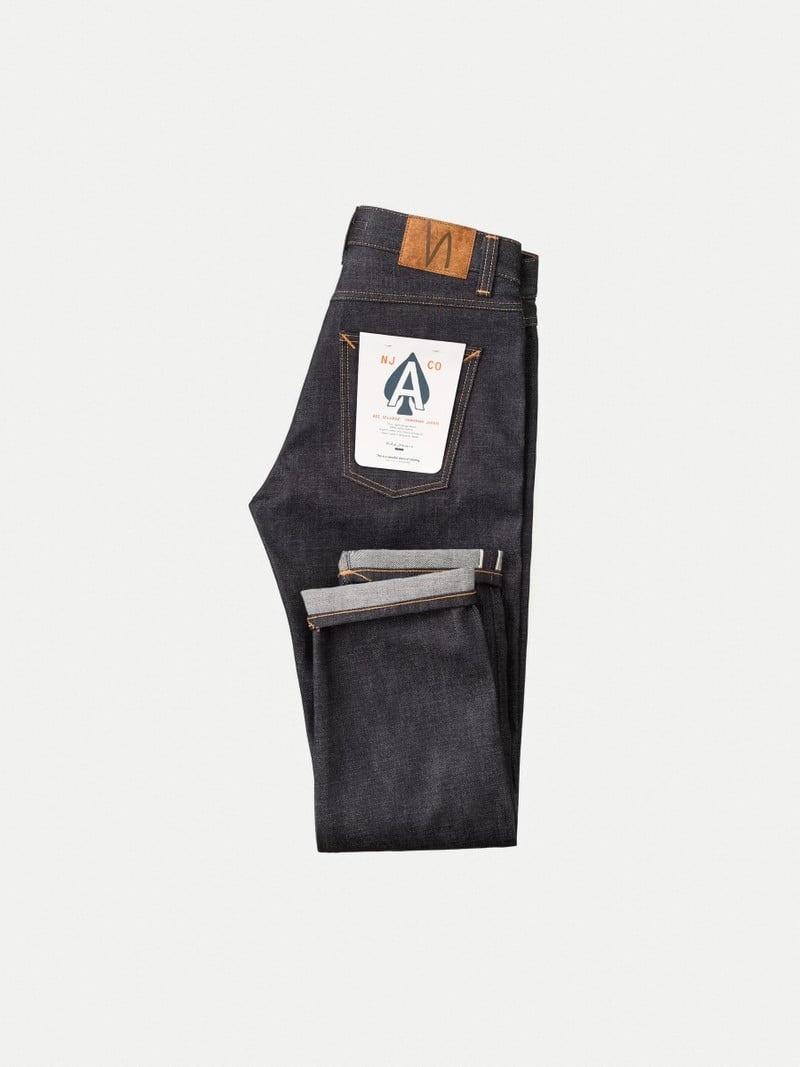 Black Nudie Jeans Gritty Jackson Dry Ace Selvage Men's Jeans | 72805ZKAN