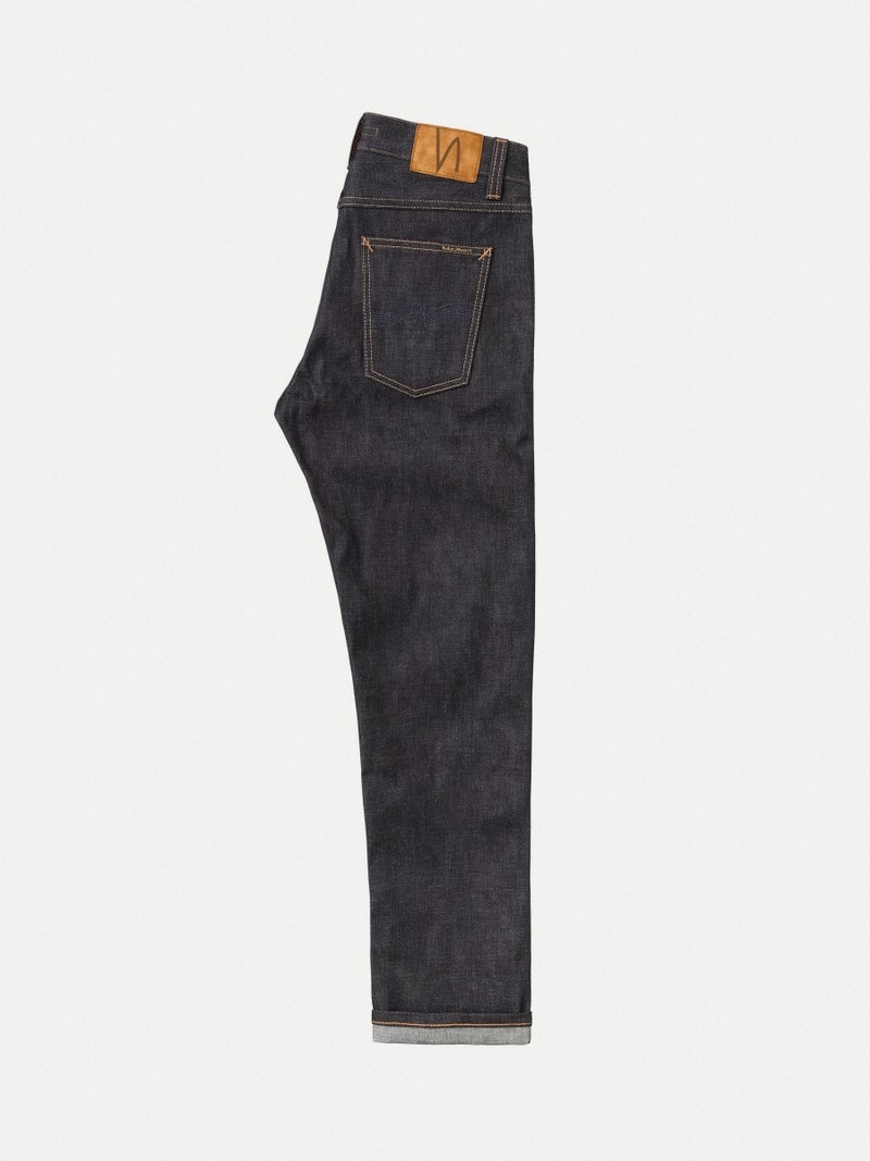 Black Nudie Jeans Gritty Jackson Dry Ace Selvage Men's Jeans | 72805ZKAN