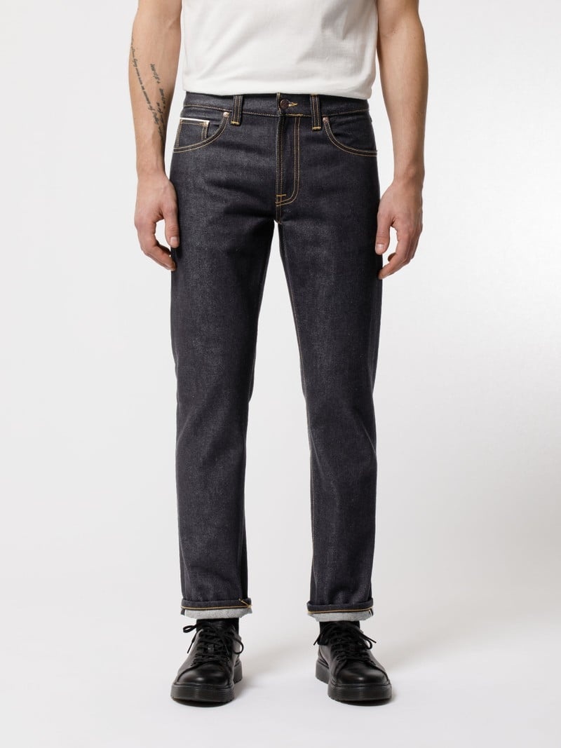 Black Nudie Jeans Gritty Jackson Dry Maze Selvage Men's Jeans | 53174KDJS