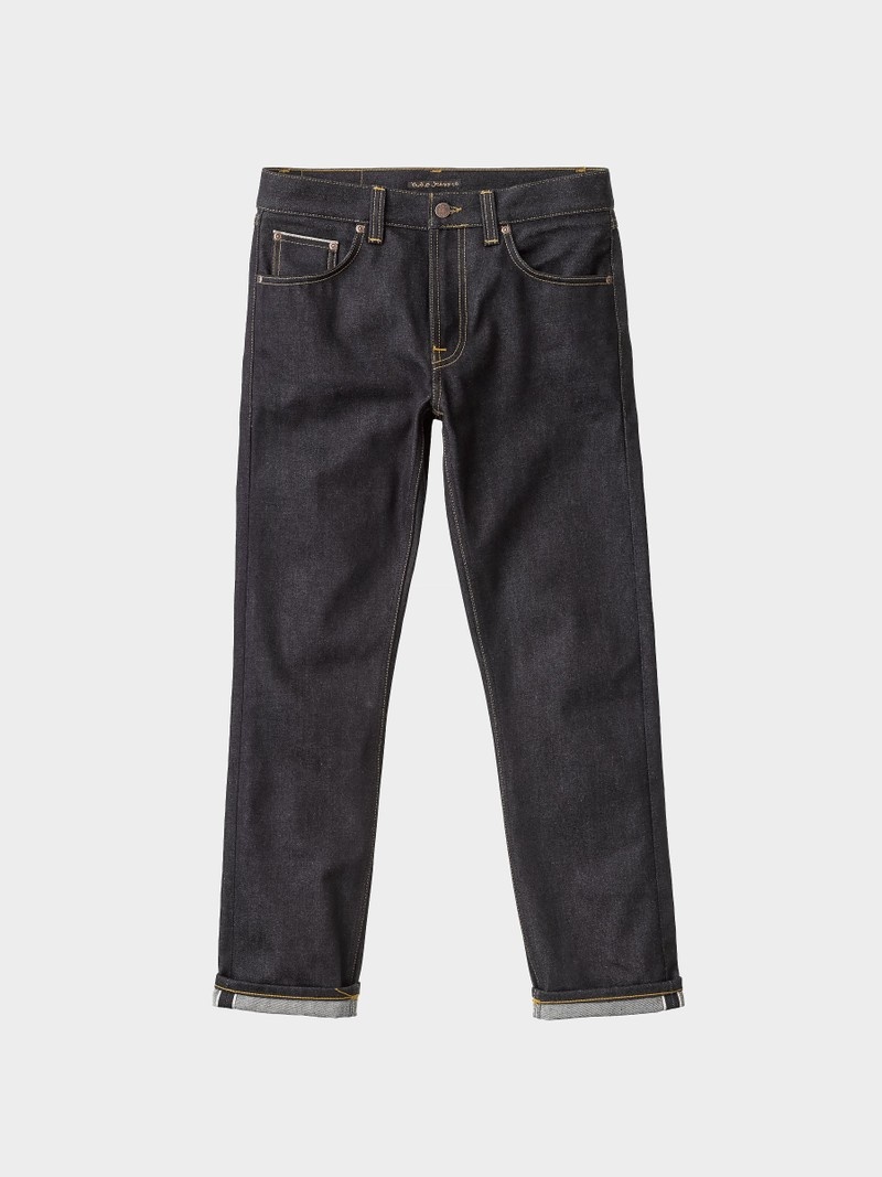 Black Nudie Jeans Gritty Jackson Dry Maze Selvage Men's Jeans | 53174KDJS