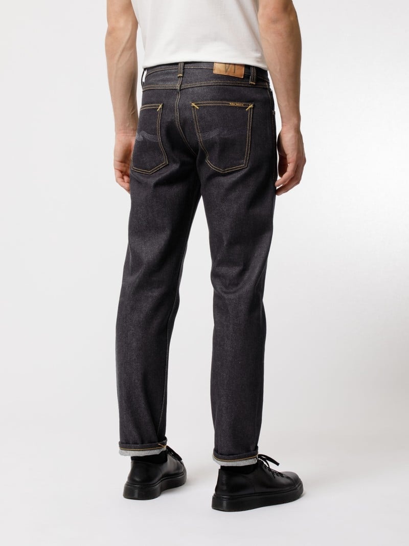 Black Nudie Jeans Gritty Jackson Dry Maze Selvage Men's Jeans | 53174KDJS