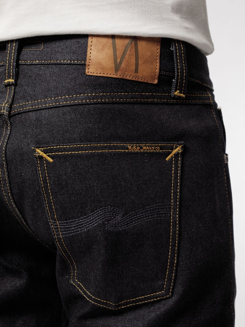 Black Nudie Jeans Gritty Jackson Dry Maze Selvage Men's Jeans | 53174KDJS