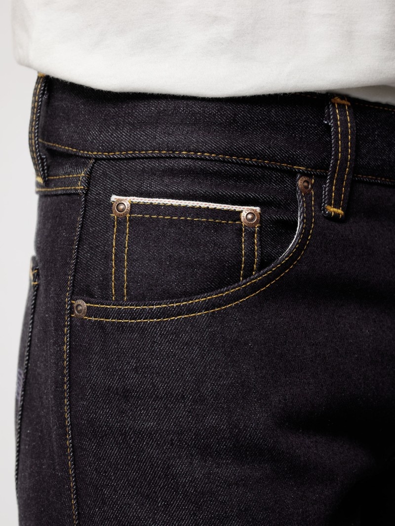 Black Nudie Jeans Gritty Jackson Dry Maze Selvage Men's Jeans | 53174KDJS