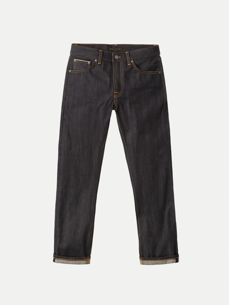 Black Nudie Jeans Gritty Jackson Dry Selvage Men's Jeans | 48279KJXA