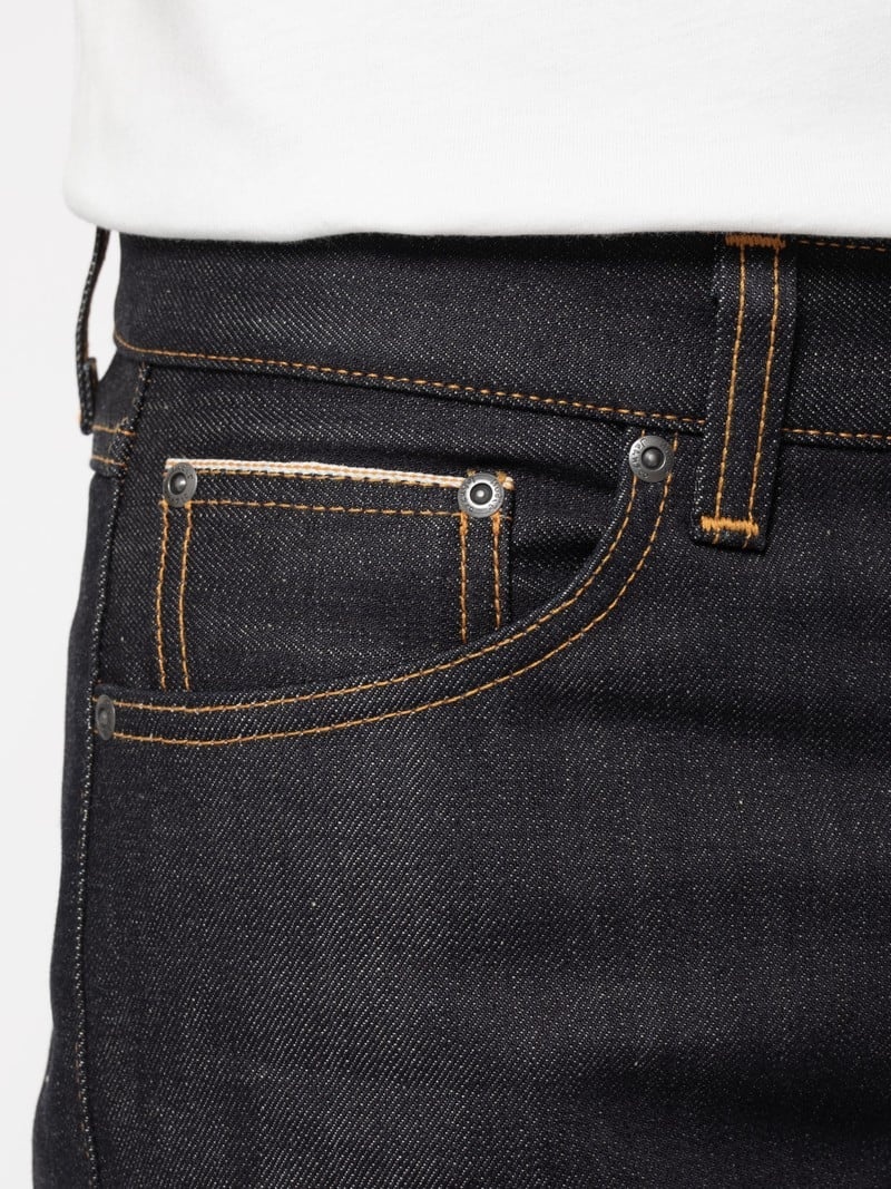 Black Nudie Jeans Gritty Jackson Dry Selvage Men's Jeans | 48279KJXA