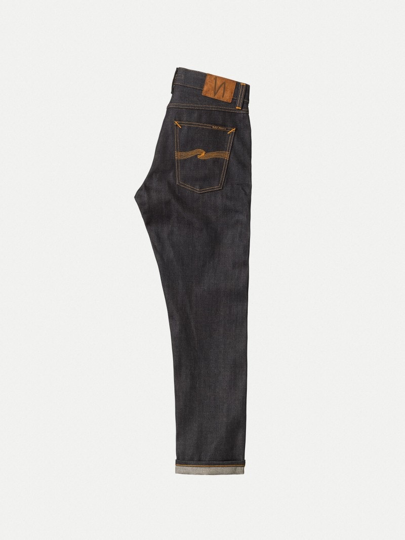 Black Nudie Jeans Gritty Jackson Dry Selvage Men's Jeans | 48279KJXA