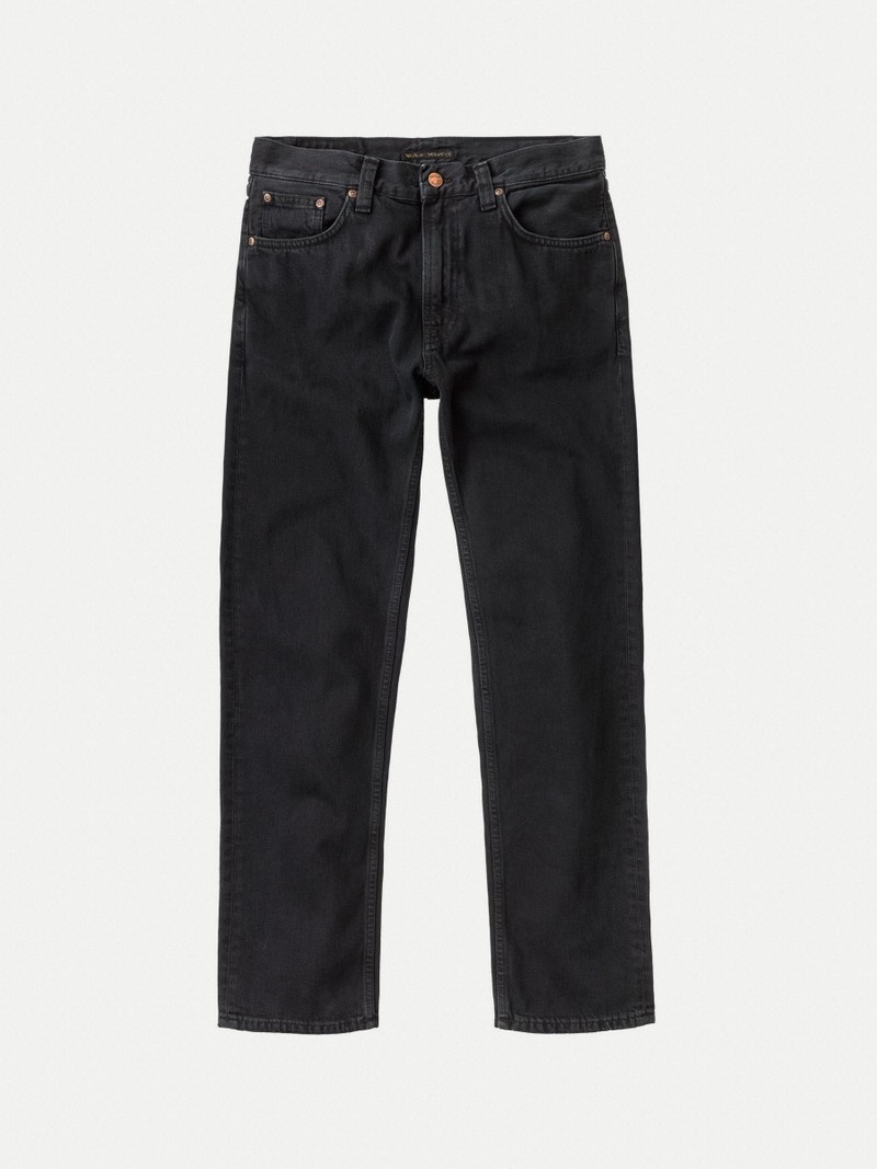 Black Nudie Jeans Gritty Jackson Forest Men's Jeans | 45289UCPD