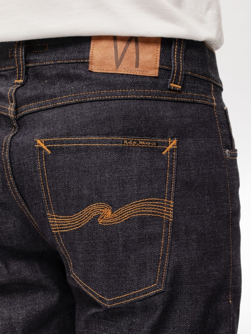 Black Nudie Jeans Gritty Jackson Snake Eyes Selvage Men's Jeans | 31620ZXKN