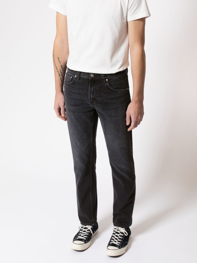 Black Nudie Jeans Gritty Jackson Worn Circle Men's Jeans | 14789ICML