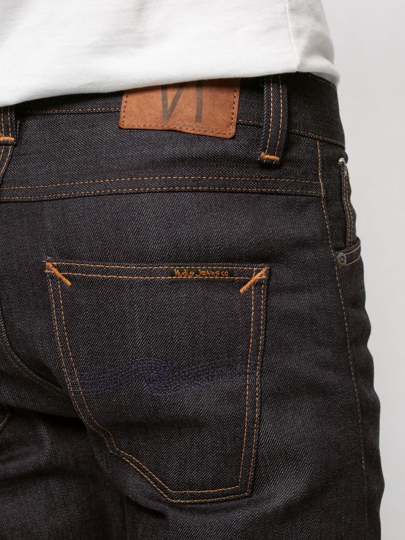 Black Nudie Jeans Lean Dean Dry Deep Selvage Men's Jeans | 57384YFJB