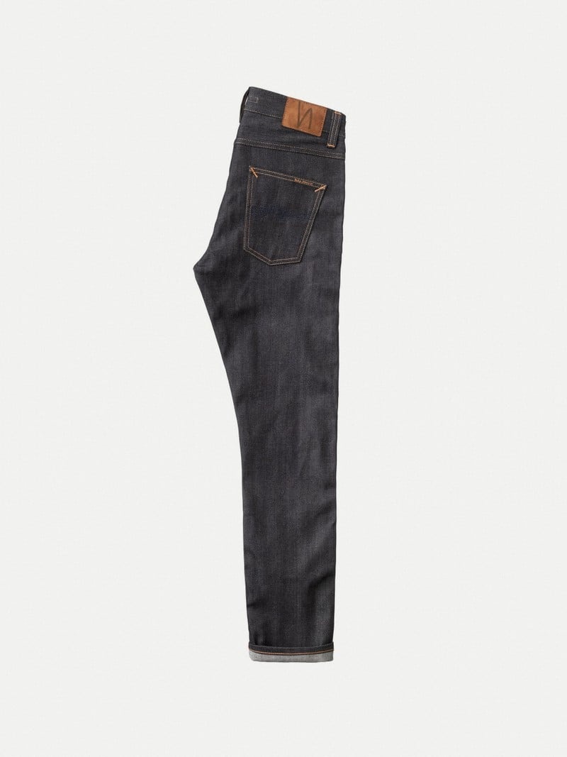 Black Nudie Jeans Lean Dean Dry Deep Selvage Men's Jeans | 57384YFJB