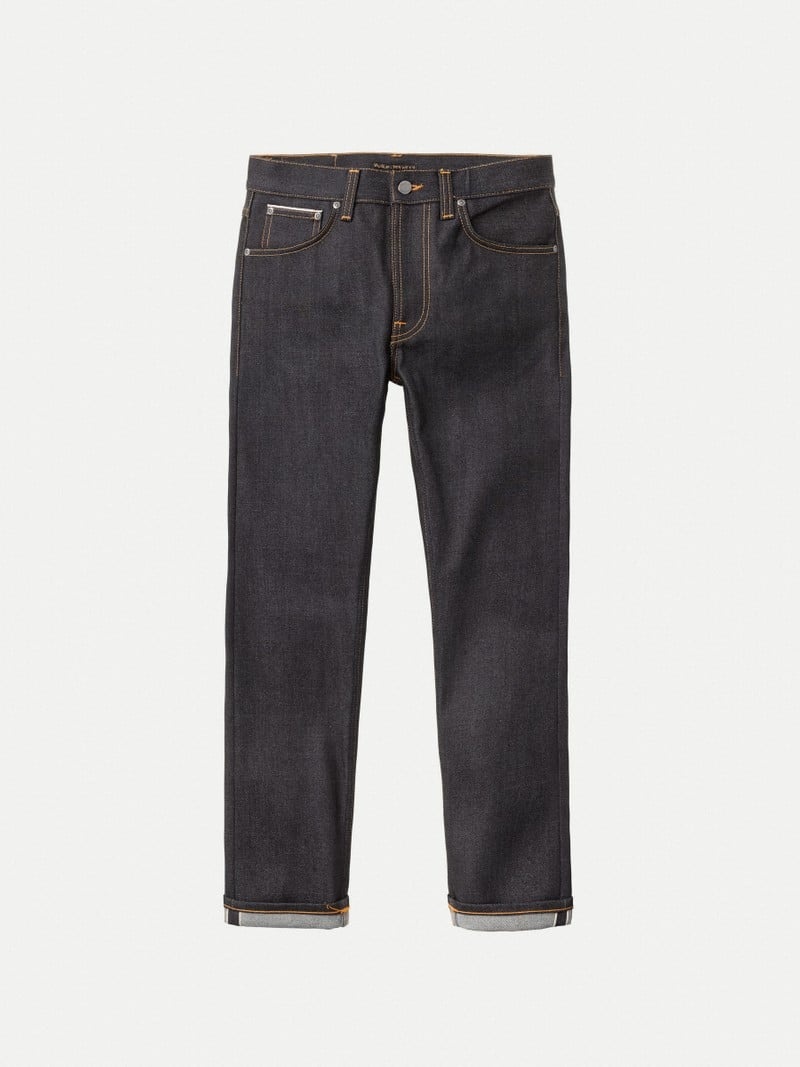 Black Nudie Jeans Lean Dean Dry Japan Selvage Men's Jeans | 74963VLFQ