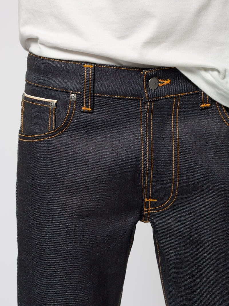 Black Nudie Jeans Lean Dean Dry Japan Selvage Men's Jeans | 74963VLFQ