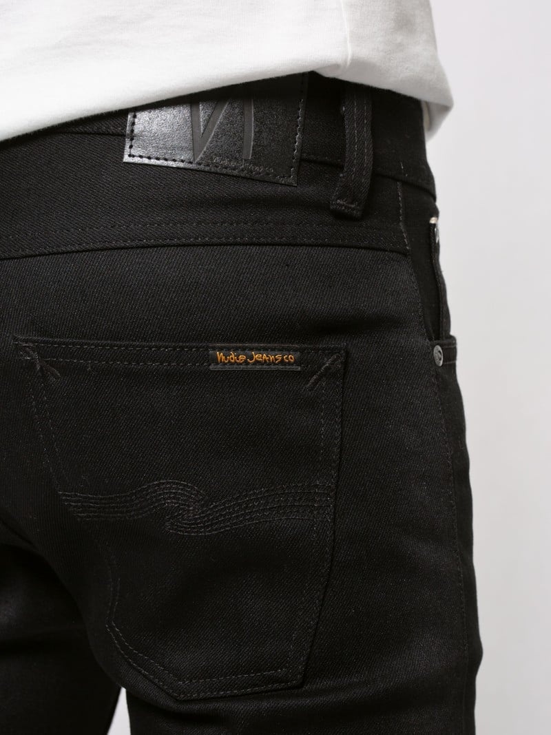 Black Nudie Jeans Lean Dean Dry Selvage Men's Jeans | 70364OCJX