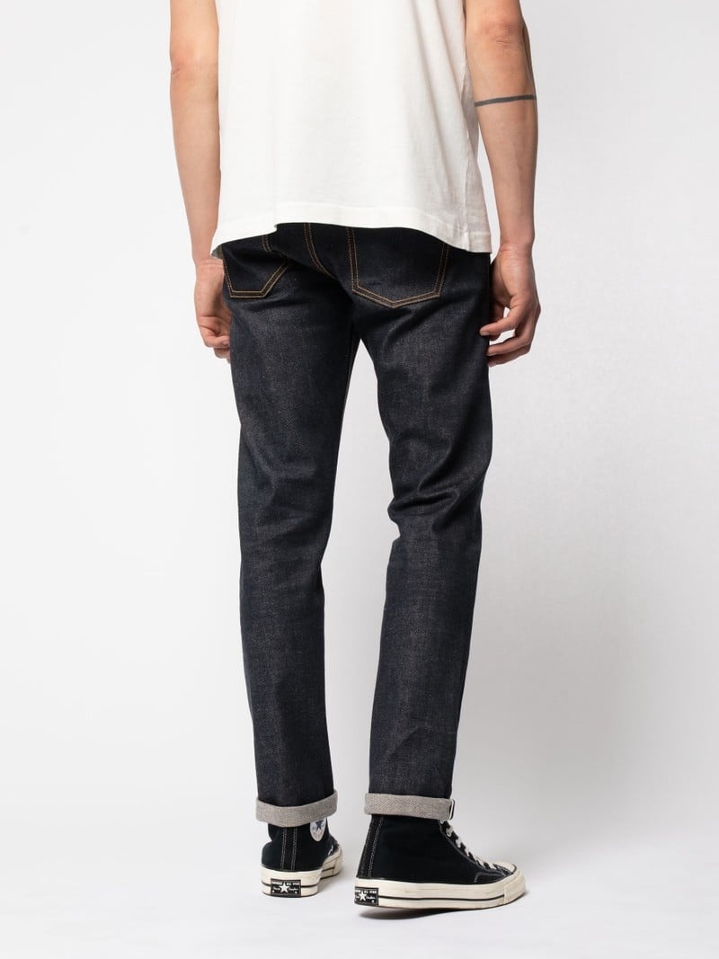 Black Nudie Jeans Lean Dean Dry True Selvage Men's Jeans | 21307XQKD