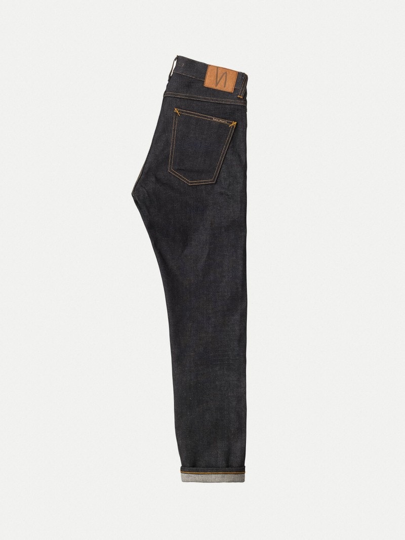 Black Nudie Jeans Lean Dean Dry True Selvage Men's Jeans | 21307XQKD