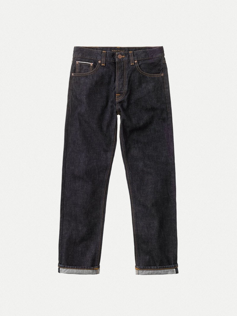 Black Nudie Jeans Rad Rufus Rinse Ruby Selvage Men's Jeans | 17305GFMA