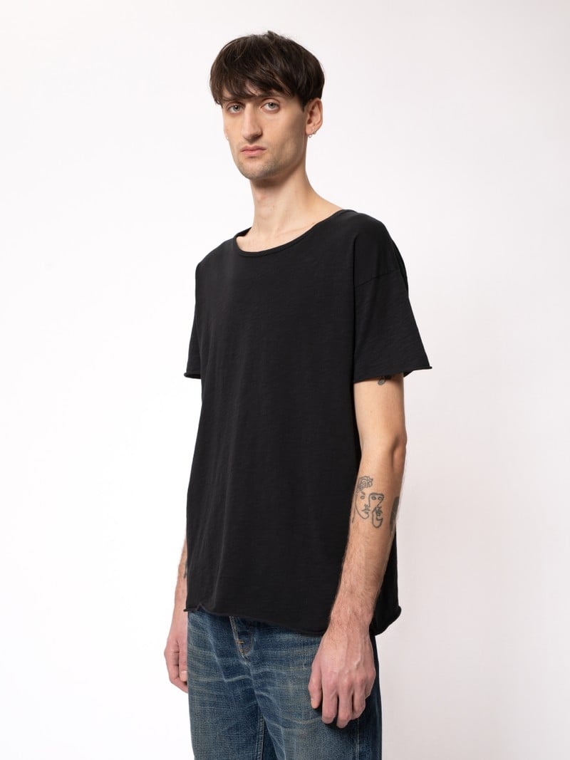 Black Nudie Jeans Roger Slub Men's T-Shirt | 90731UZIJ