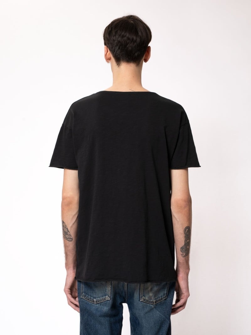 Black Nudie Jeans Roger Slub Men's T-Shirt | 90731UZIJ