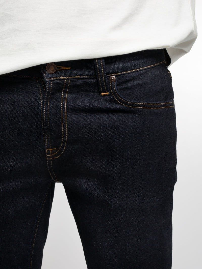 Black Nudie Jeans Skinny Lin Dry Men's Jeans | 48392HFRT