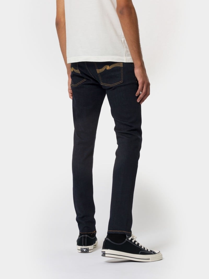 Black Nudie Jeans Skinny Lin Dry Men's Jeans | 48392HFRT